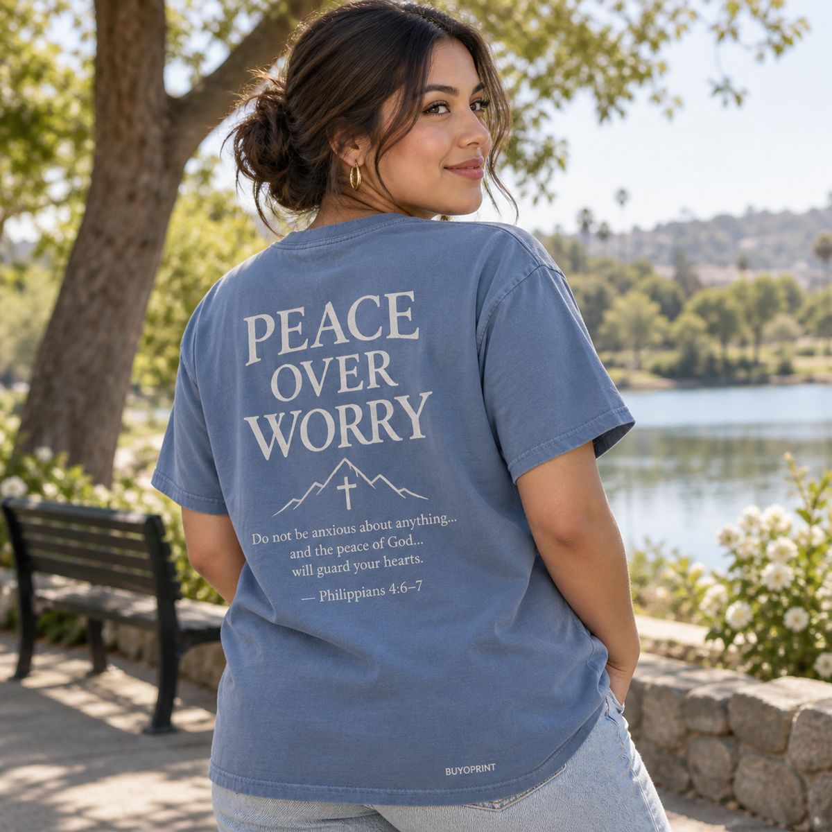 Peace Over Worry Christian Tee — Philippians 4:6–7